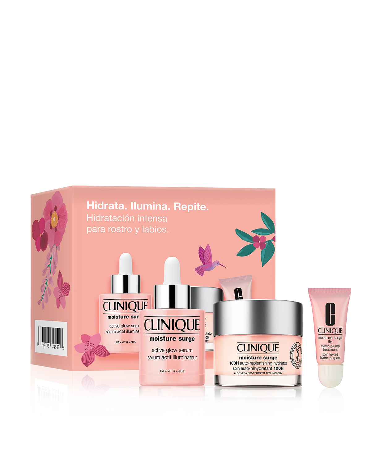 Set de Cuidado de la Piel Mositure Surge Hidrata, Ilumina, Repite